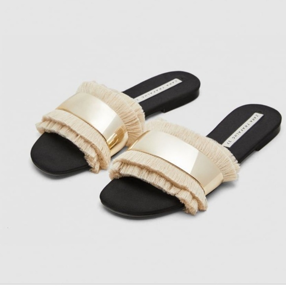 ZARA | SLIDE WITH FRINGE - Picture 1 of 4